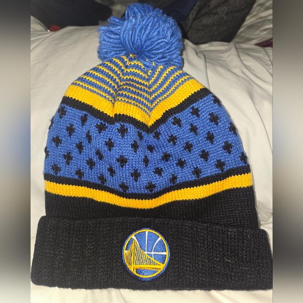Blue and Black Knit Beanie with Logo